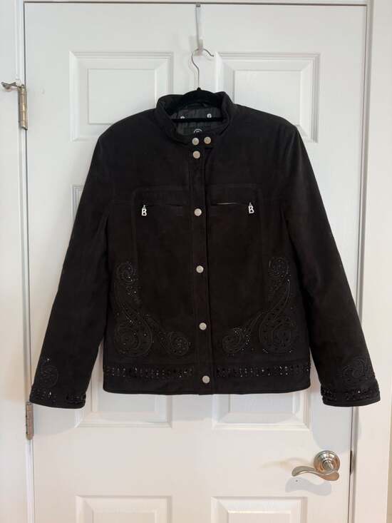 Bogner Jackets & Blazers - Rare VTG Bogner Goan Thylmann Deep Black Rhinestone Embroidered Jacket Size 10